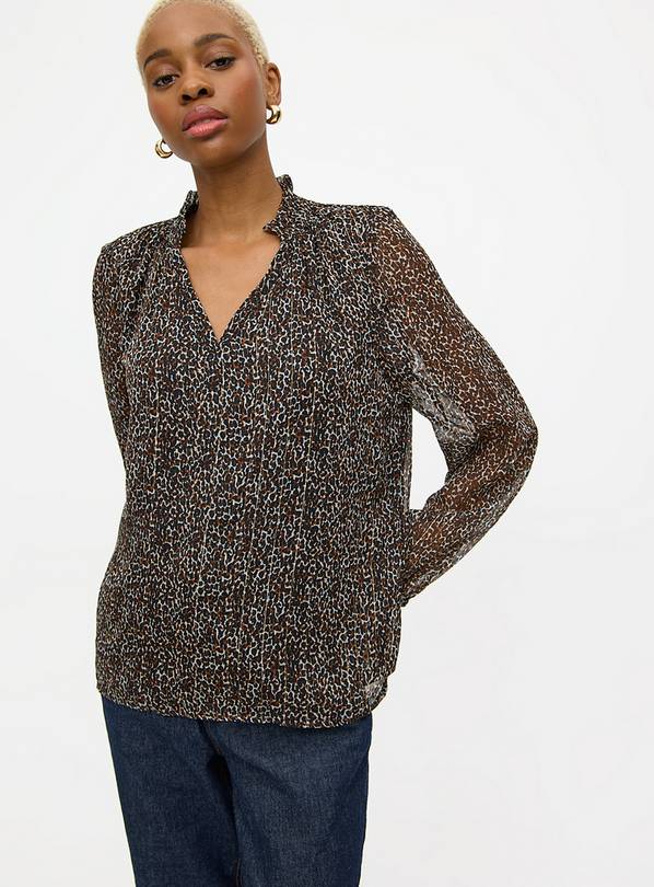 Leopard Tie Neck Lurex Blouse 16